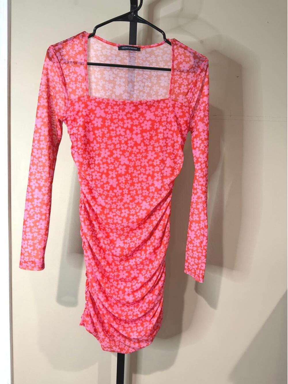 Caution To The Wind Long Sleeve Floral Ruched Dress